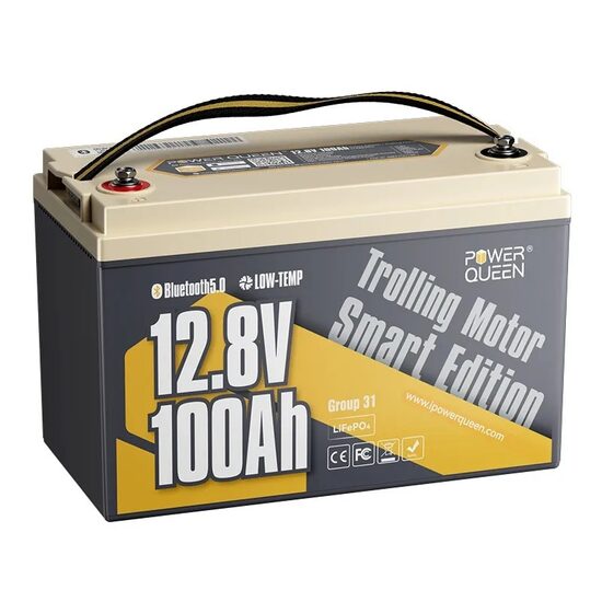Power Queen 12V 100Ah LiFePO4 akumulatoru ar Bluetooth